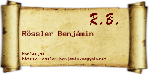 Rössler Benjámin névjegykártya